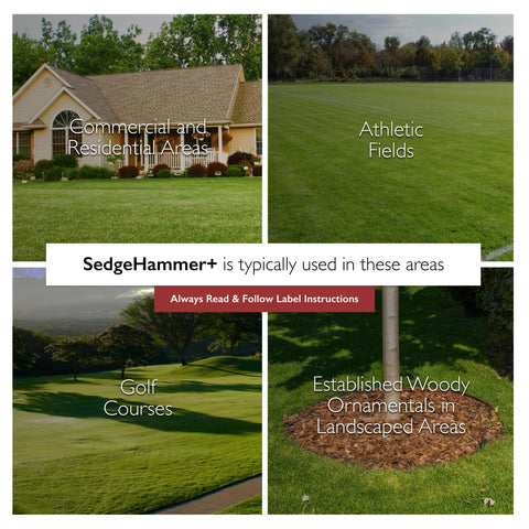 SEDGEHAMMER Plus USA-made label signaling premium lawn care