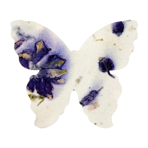 Seed Bloom large purple butterfly seed paper ready to plant into colorful wildflowers.