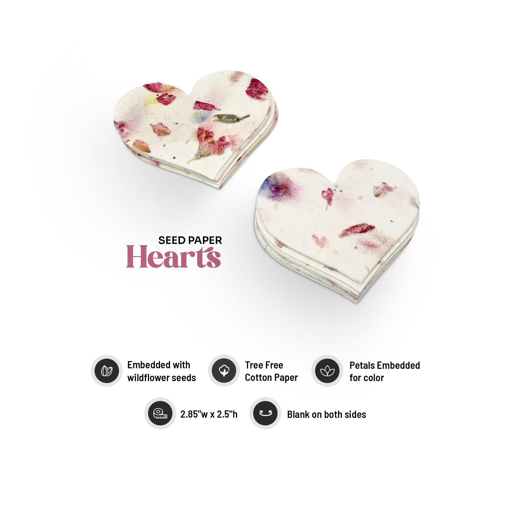 Seed Bloom pink heart seed paper on soil ready to germinate into wildflowers
