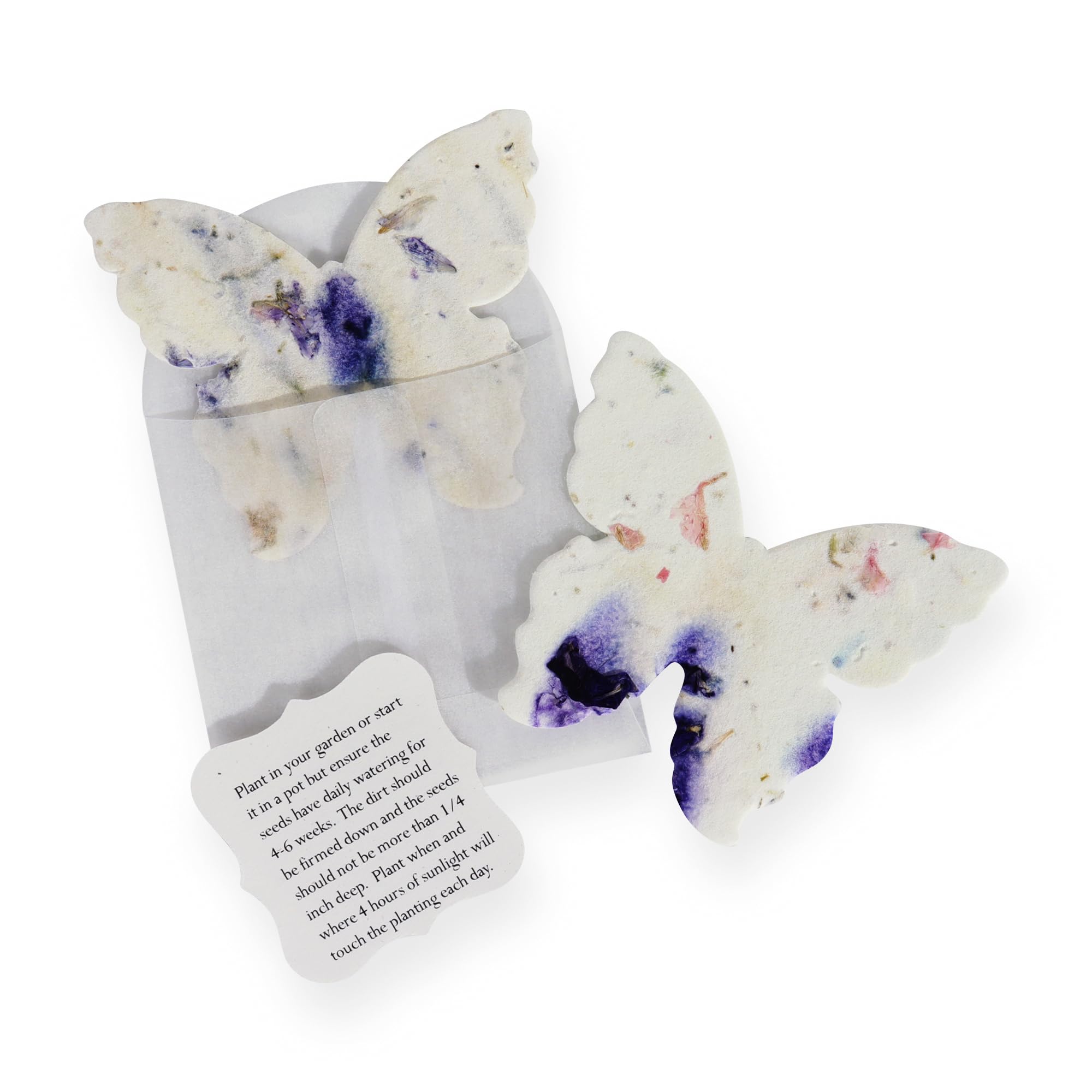 Seed Bloom butterfly seed paper set with 24 purple papers ready to plant.