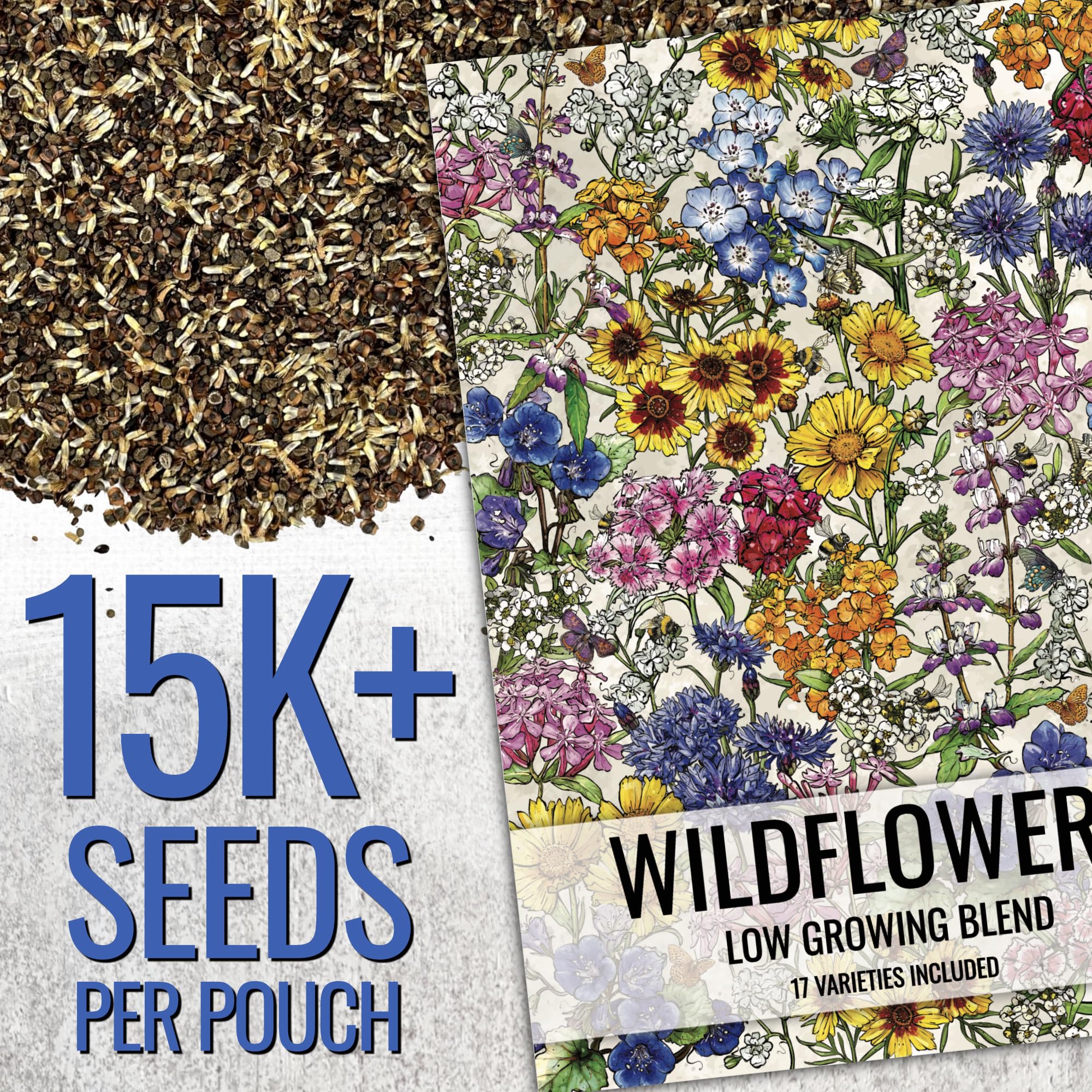 Seed Needs 17-varieties wildflower mix image highlights diverse blooms for a cheerful garden.