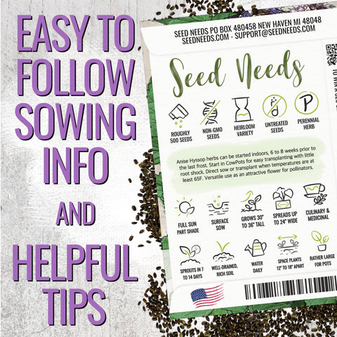 Seed Needs Anise Hyssop leaves tea image suggests licorice aroma for tea blends.