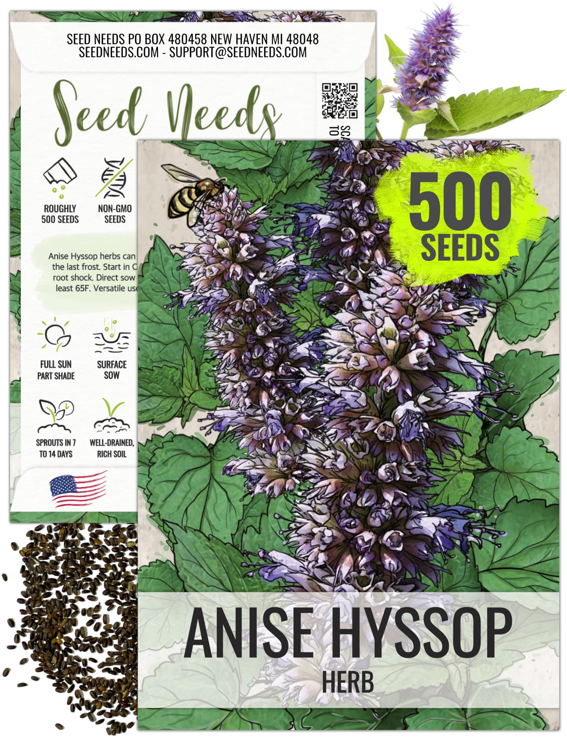 Seed Needs Anise Hyssop seeds packet for a fresh herb garden and easy sowing.