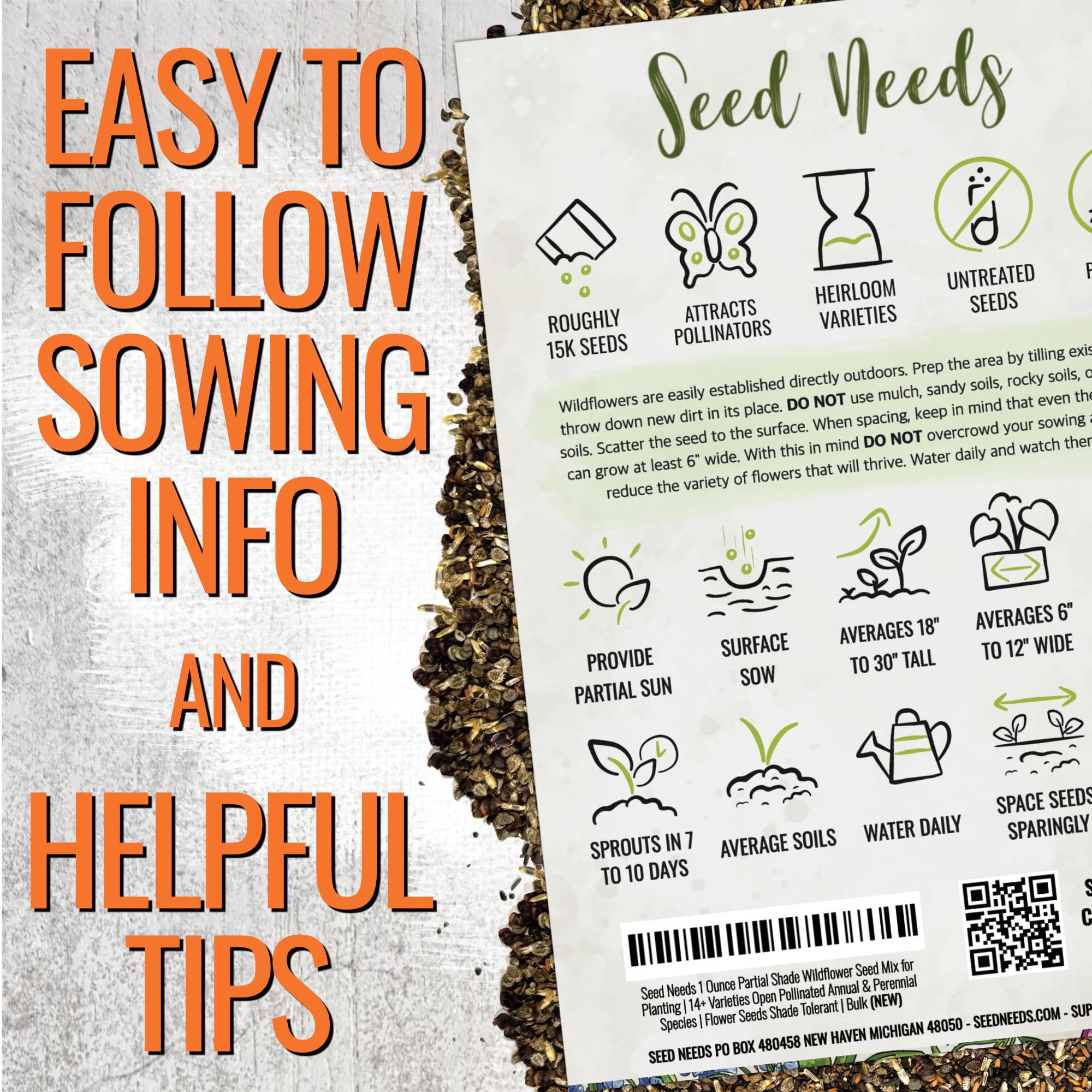 Seed Needs annual and perennial varieties provide color through seasons