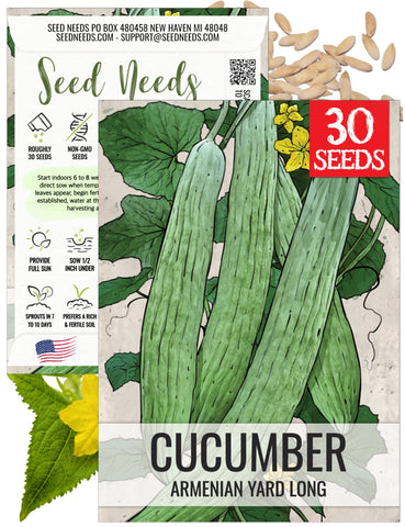 Seed Needs Armenian Yard Long cucumber seed packet for home gardening.