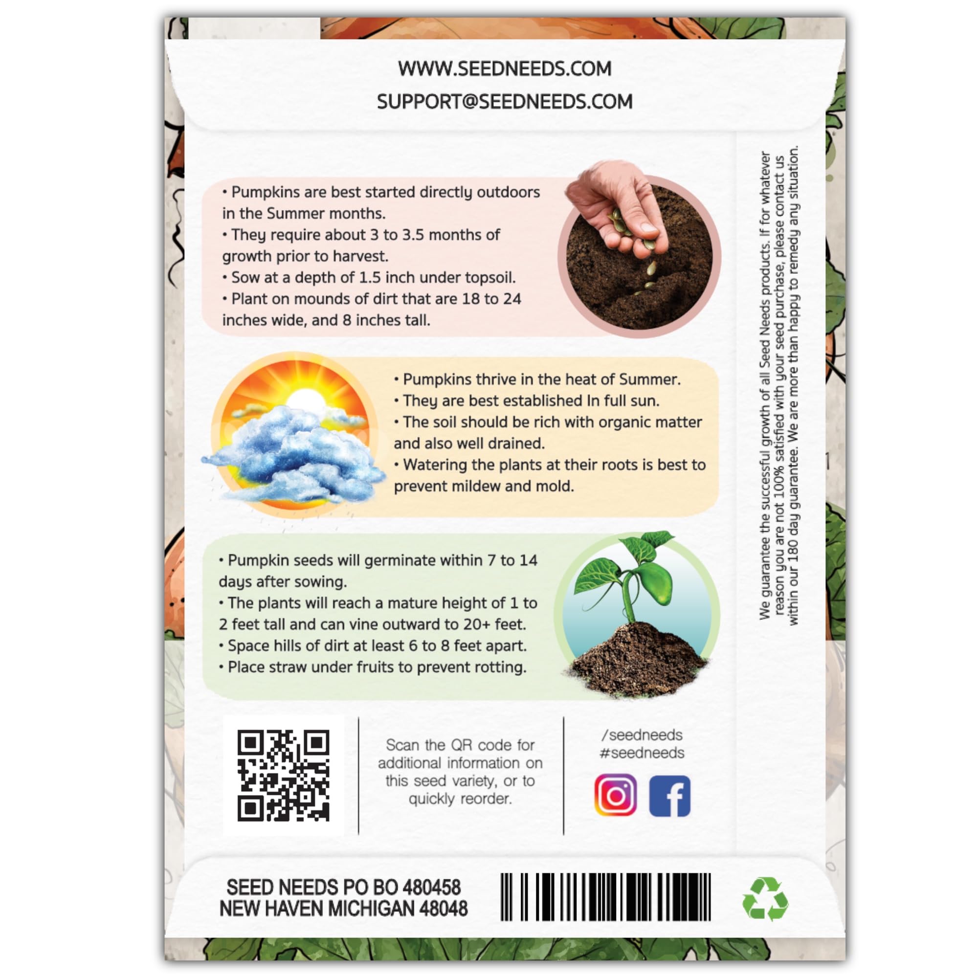 Seed Needs Atlantic Giant seeds back shows sowing directions and timing
