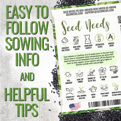 Seed Needs Basil Seeds Italian Large Leaf Packet for balcony herb gardening.
