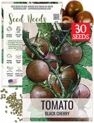 Seed Needs Black Cherry tomato seeds pack front for home garden planning
