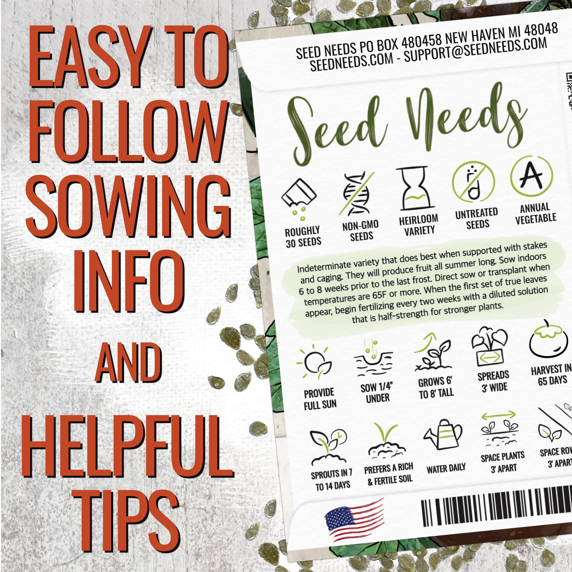 Seed Needs Black Cherry tomato seeds sowing instructions for planting