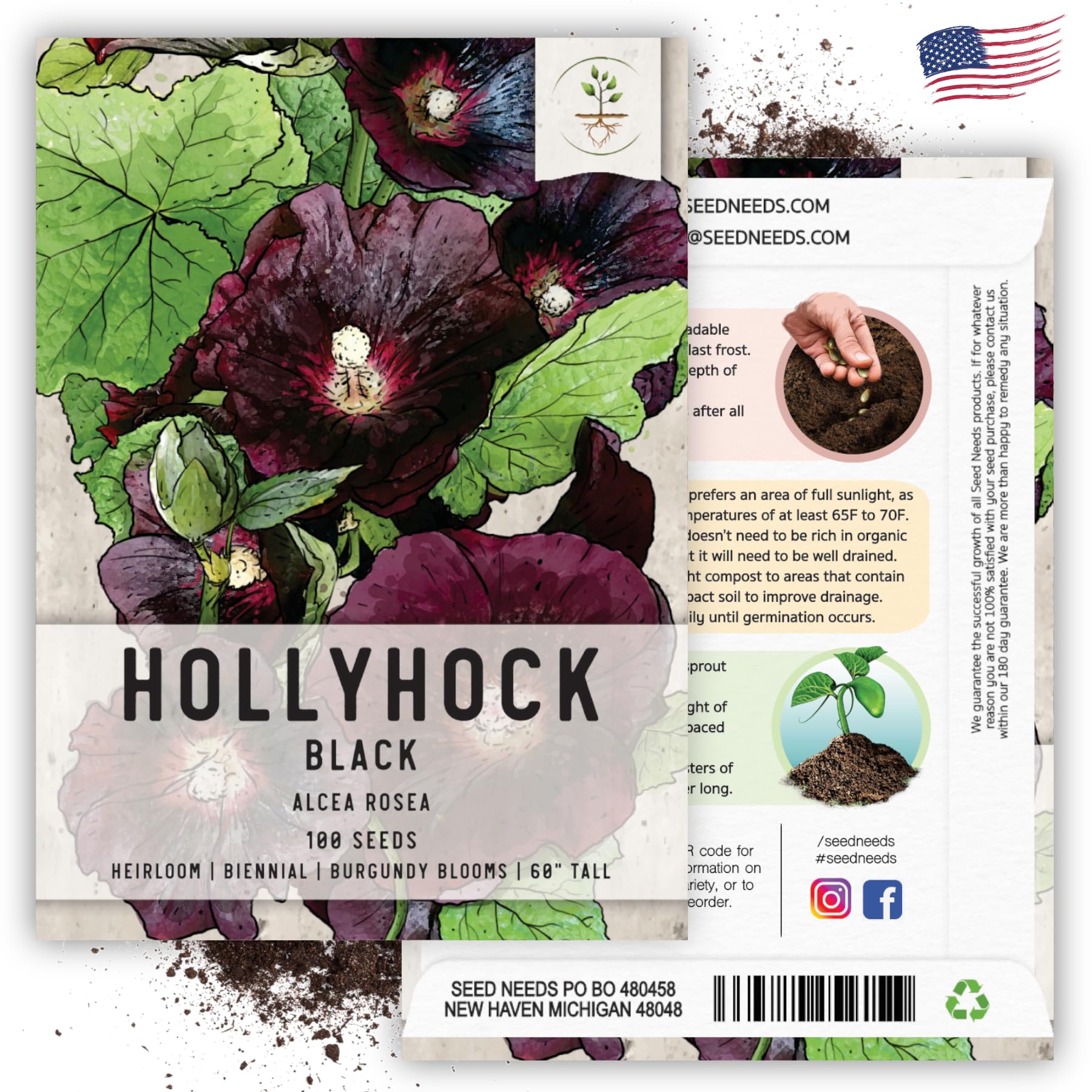 Seed Needs Black Hollyhock seeds attract pollinators like bees.