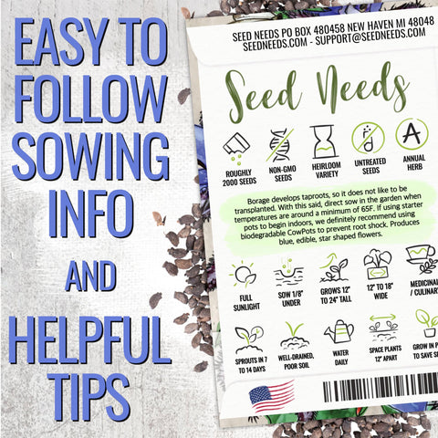 Seed Needs Blue Borage leaves offer fresh cucumber-like flavor for dishes