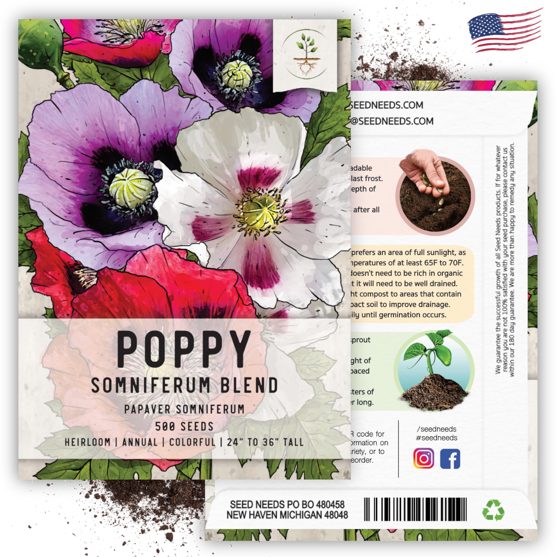 Seed Needs butterfly garden idea with poppies boosts color and pollinator visits.