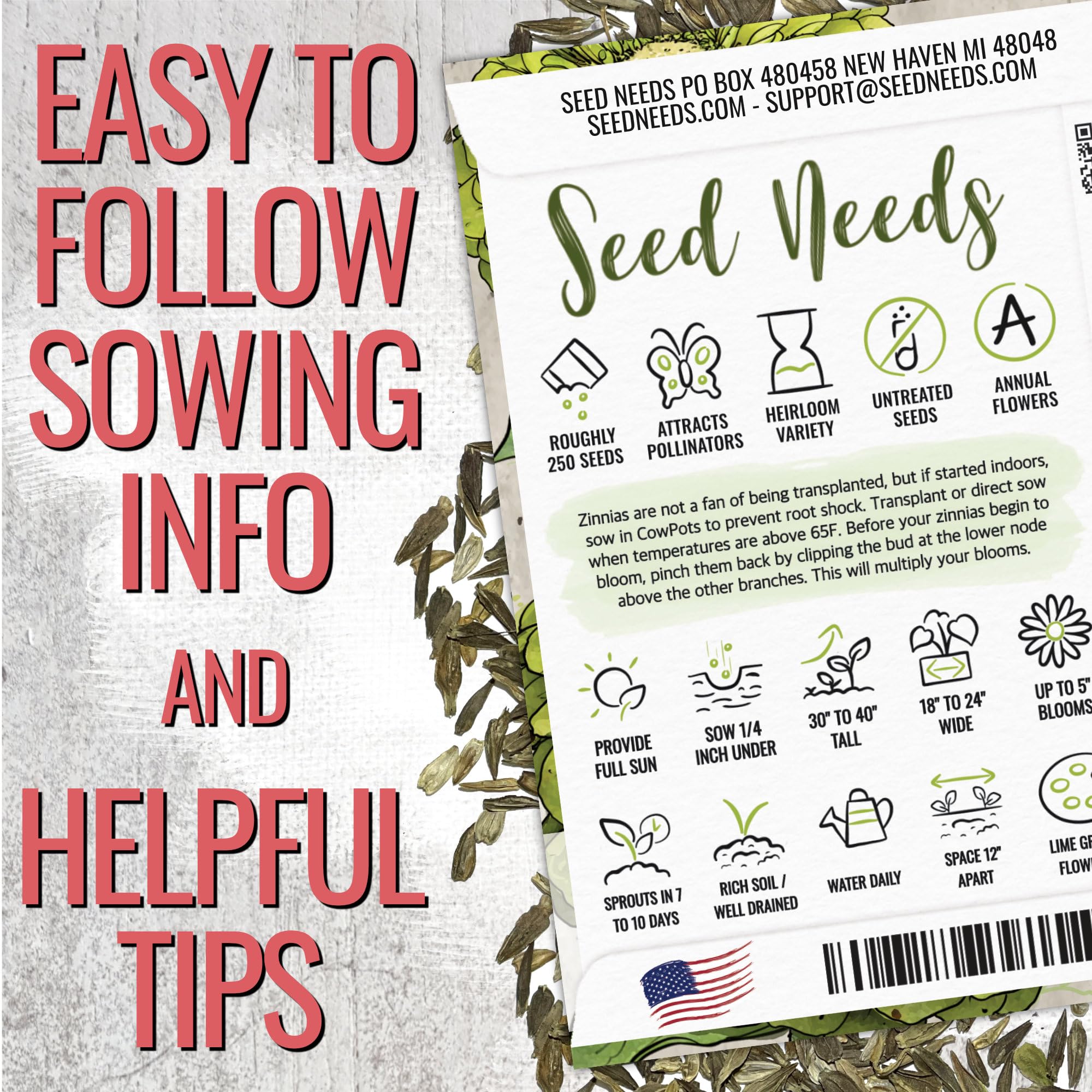 Seed Needs Canary Zinnia seeds showcasing bright yellow-to-orange blooms for cut flowers