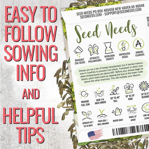 Seed Needs Canary Zinnia seeds showcasing bright yellow-to-orange blooms for cut flowers