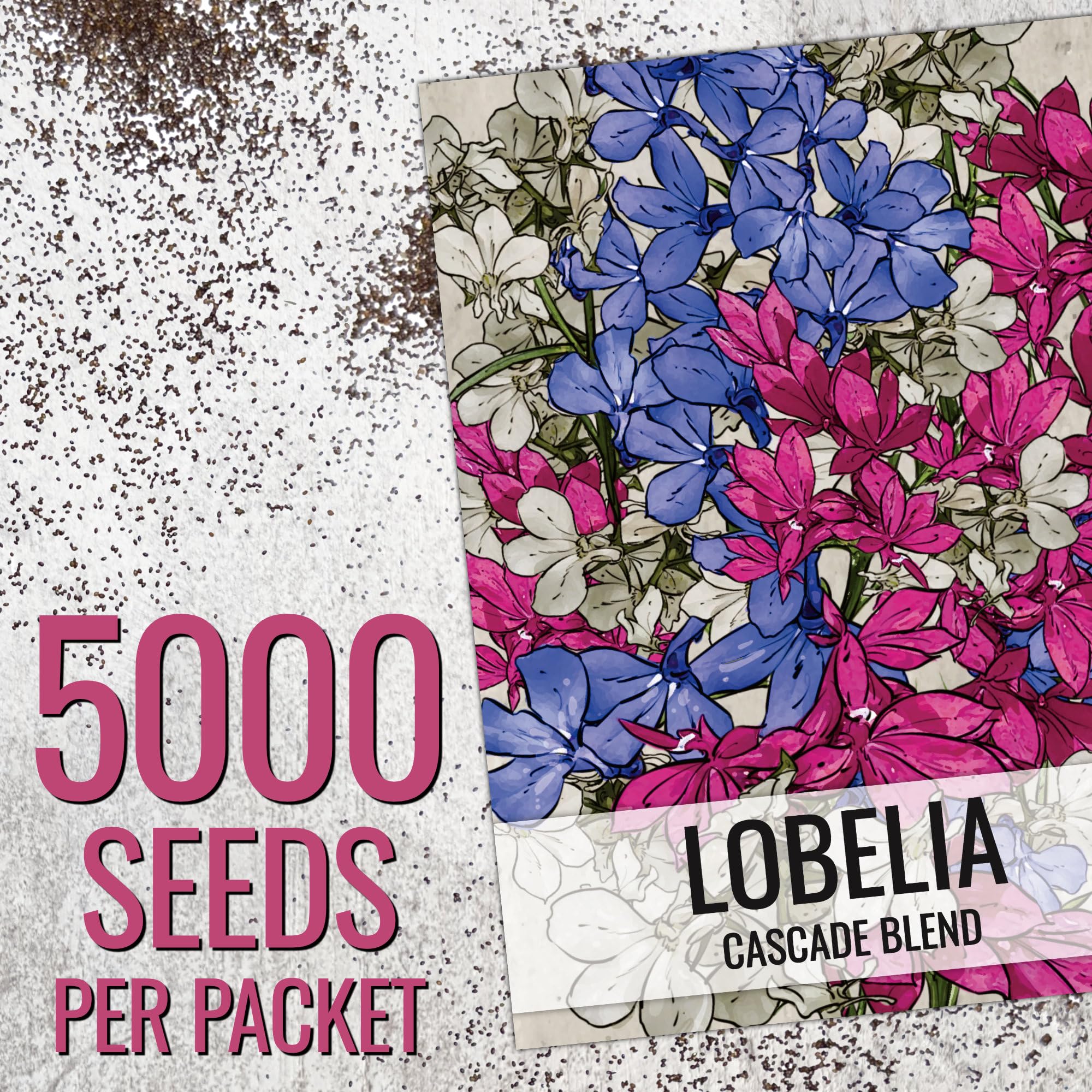 Seed Needs Cascade Mix Lobelia seeds for hanging-basket displays with year-round color.
