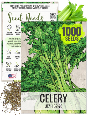 Seed Needs Utah 52-70 celery seeds packet front for planting in home gardens.