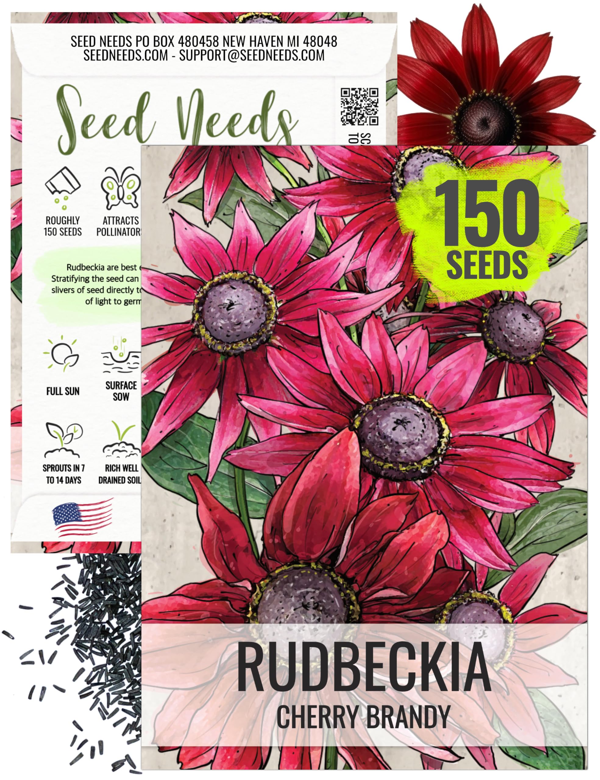 Seed Needs Cherry Brandy Rudbeckia seed packet ready for border planting and mass displays.