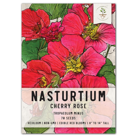 Seed Needs Cherry Rose Nasturtium seeds ready for planting in a butterfly garden.