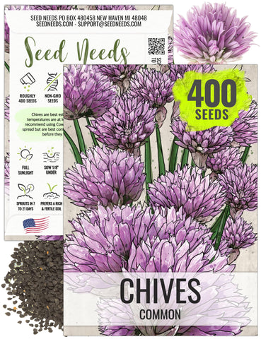 Seed Needs chive seeds packet offers non-GMO heirloom seeds for home gardens.
