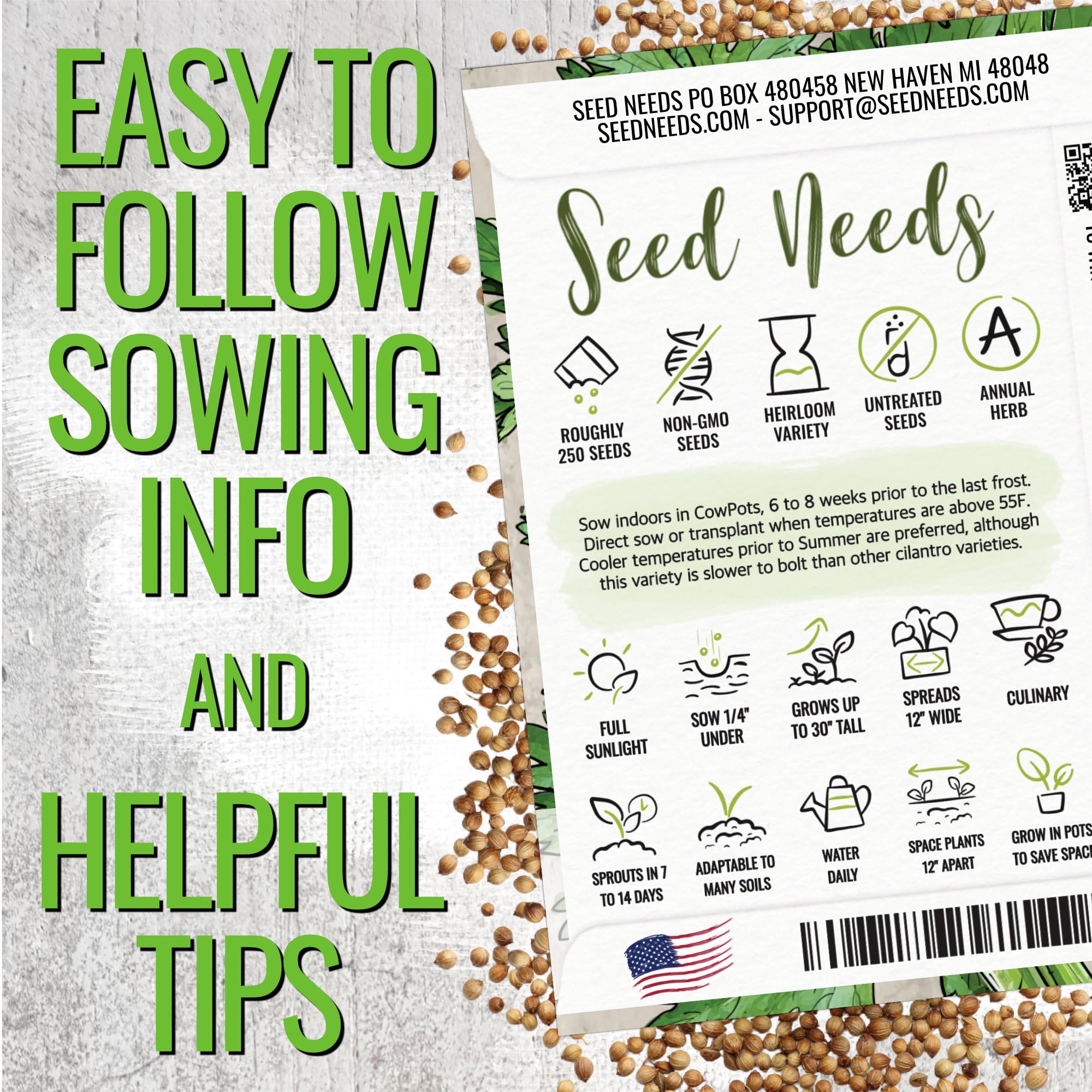 Seed Needs cilantro plants thriving in a garden under sun