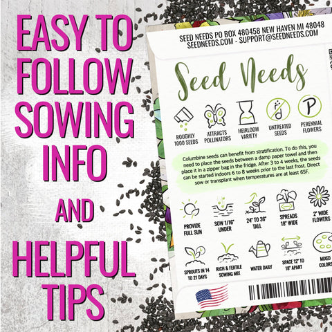 Seed Needs columbine seeds germination view ready for direct sowing.