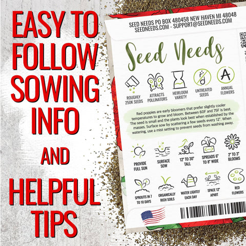 Seed Needs corn poppy seeds wildflower meadow scene suggests self-seeding charm