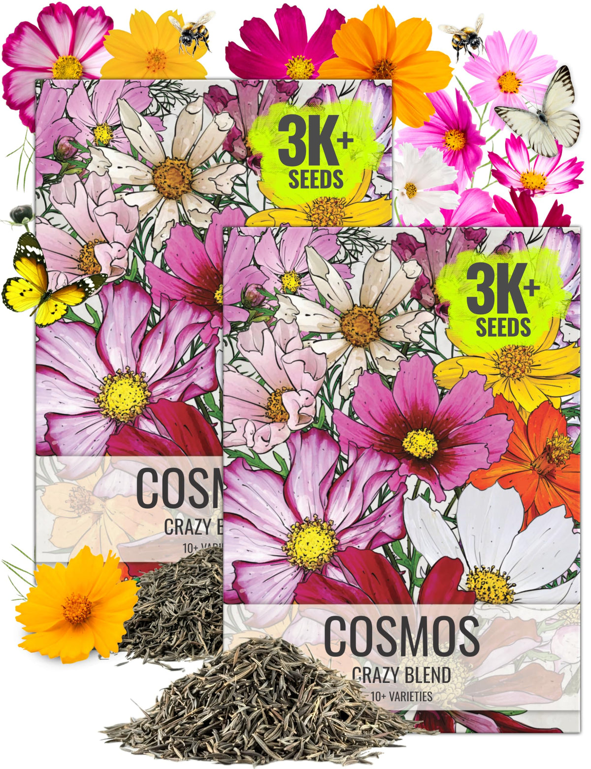 Seed Needs Cosmos Crazy Blend seeds in packets ready for direct sowing in sunny beds