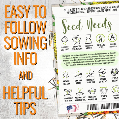 Seed Needs Crackerjack marigold border planting for color and visual impact.