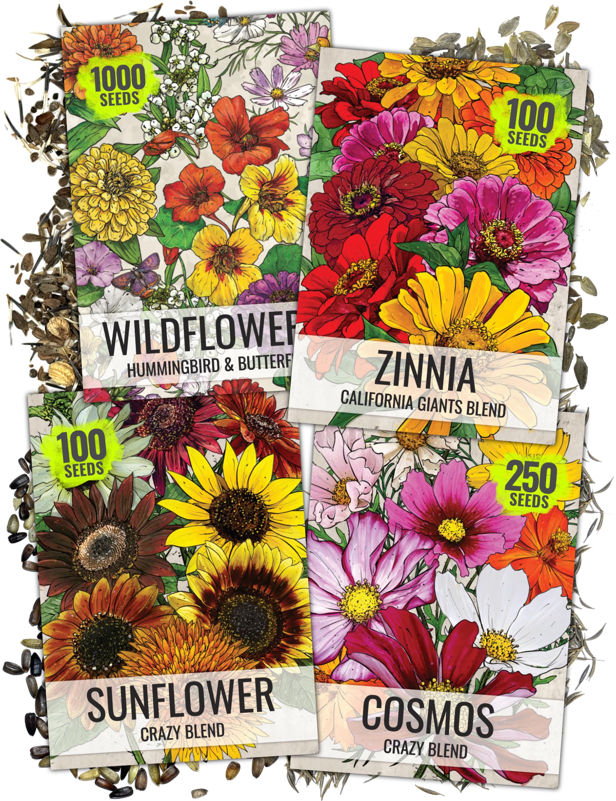 Seed Needs Crazy Cosmos mix packet showing vibrant blooms to attract butterflies.