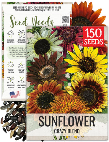 Seed Needs Crazy Sunflower multicolor blooms entice pollinators and brighten outdoor spaces.