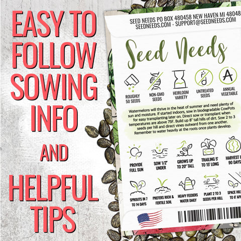 Seed Needs Crimson Sweet watermelon fruit with sweet red flesh and striped rind