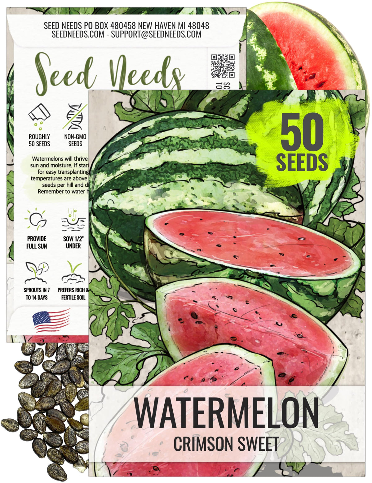Seed Needs Crimson Sweet watermelon seeds pack ready for backyard planting