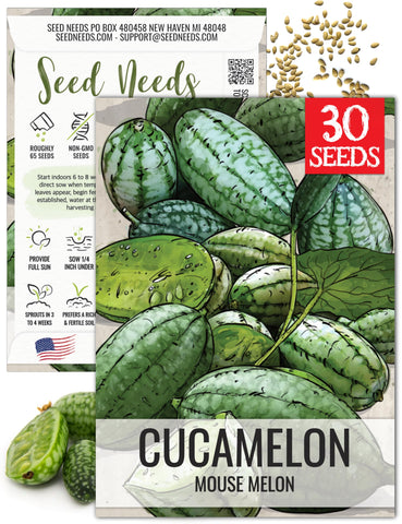 Seed Needs Cucamelon seeds packet with illustration for easy planting planning.