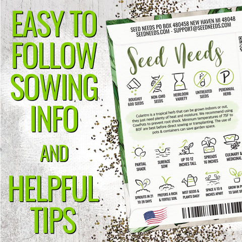 Seed Needs Culantro seeds planting instructions for proper spacing