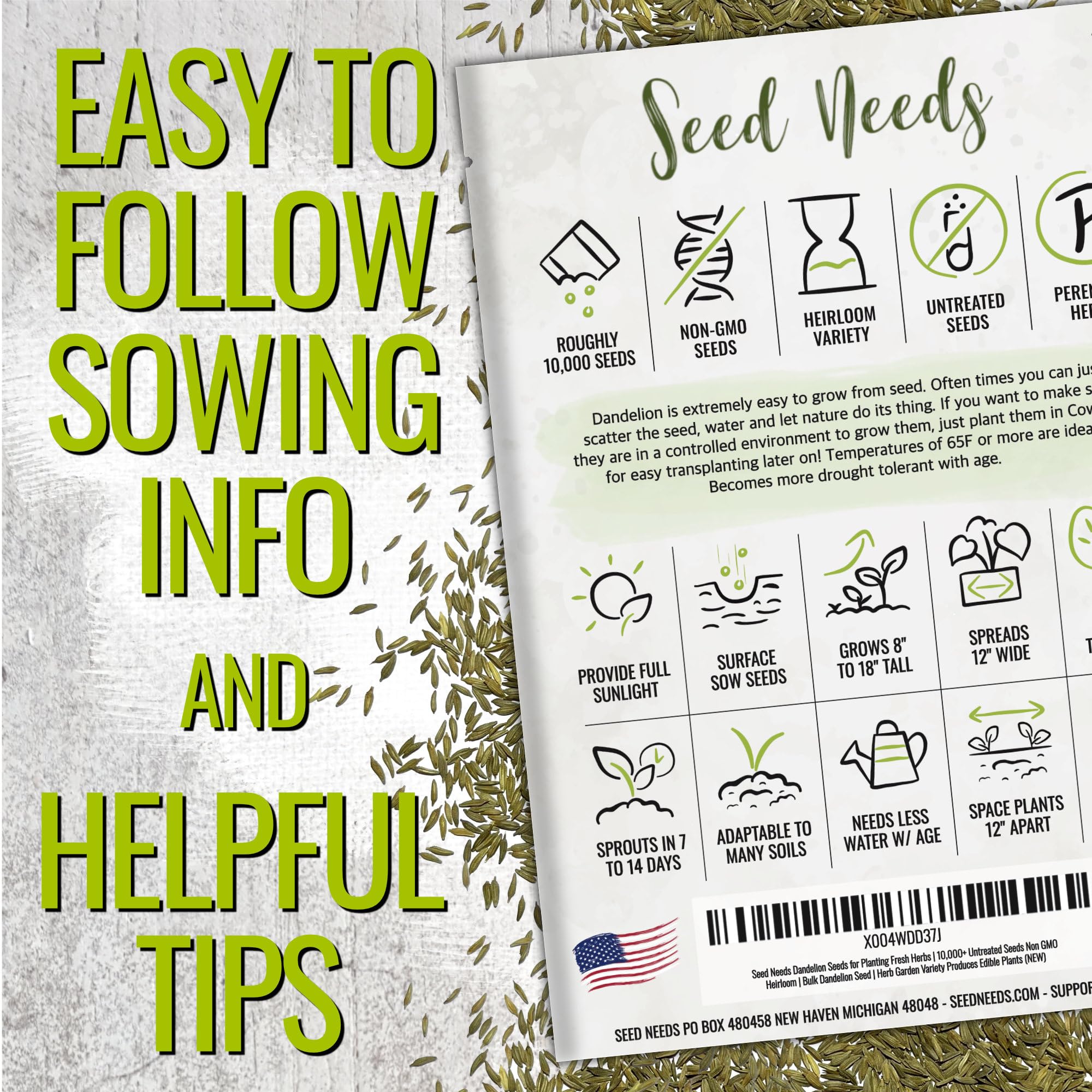 Seed Needs dandelion seed germination close-up shows viability and early sprouts.