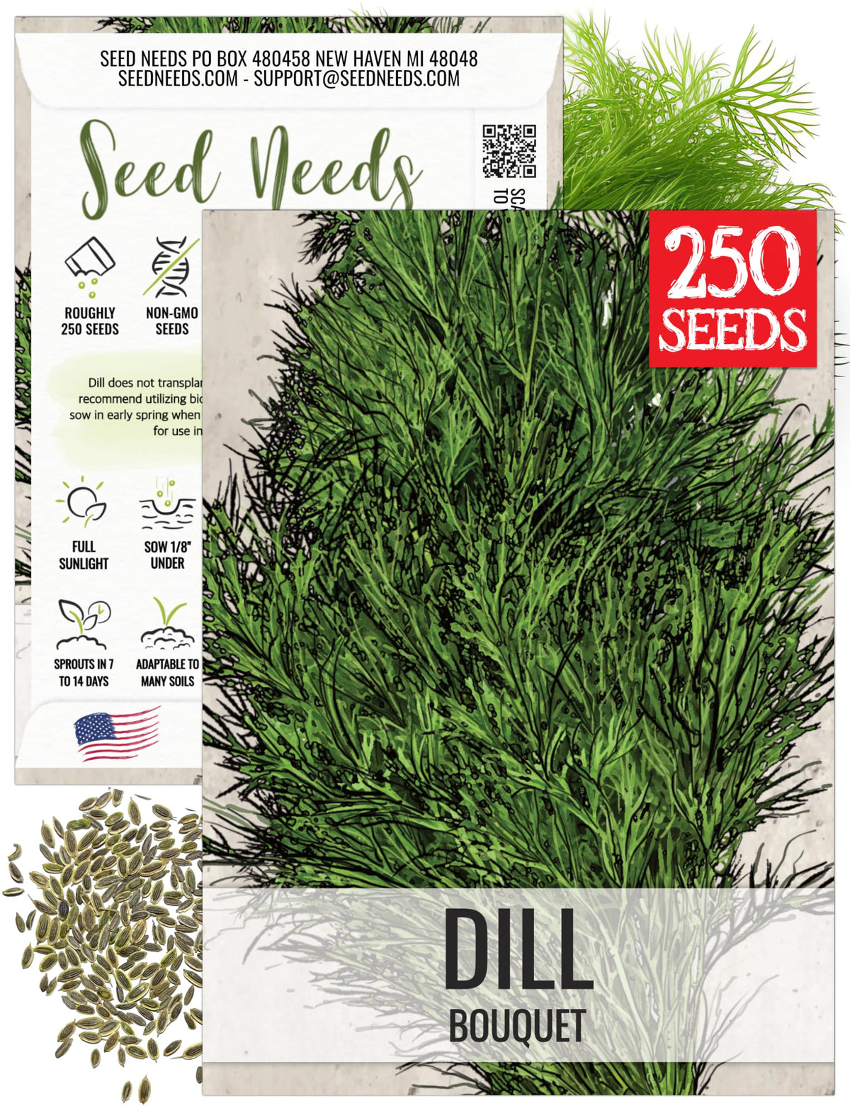 Seed Needs dill seeds showing feathery leaves ideal for fresh garden dill