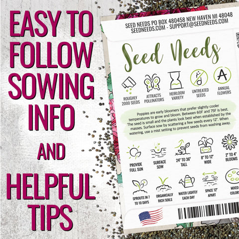 Seed Needs plants reach two-to-three feet, adding vertical interest.