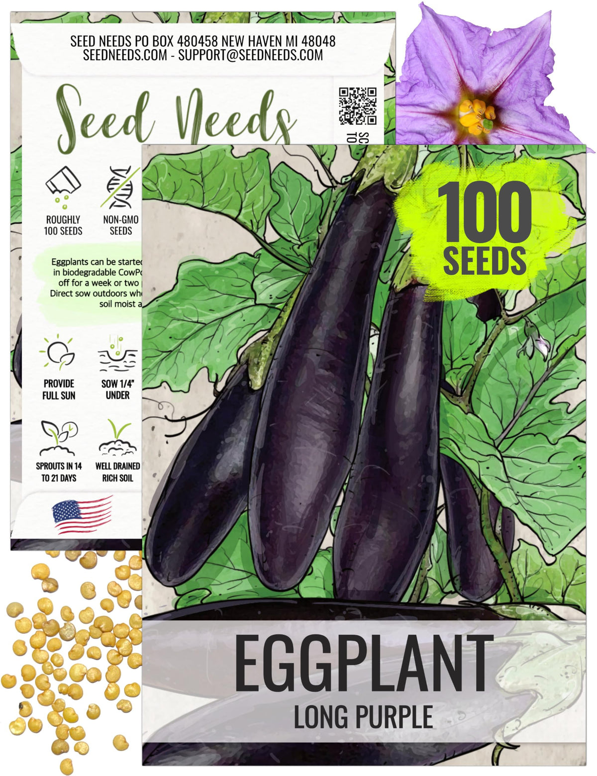Seed Needs packaging front shows brand and fresh seed details for gardeners.