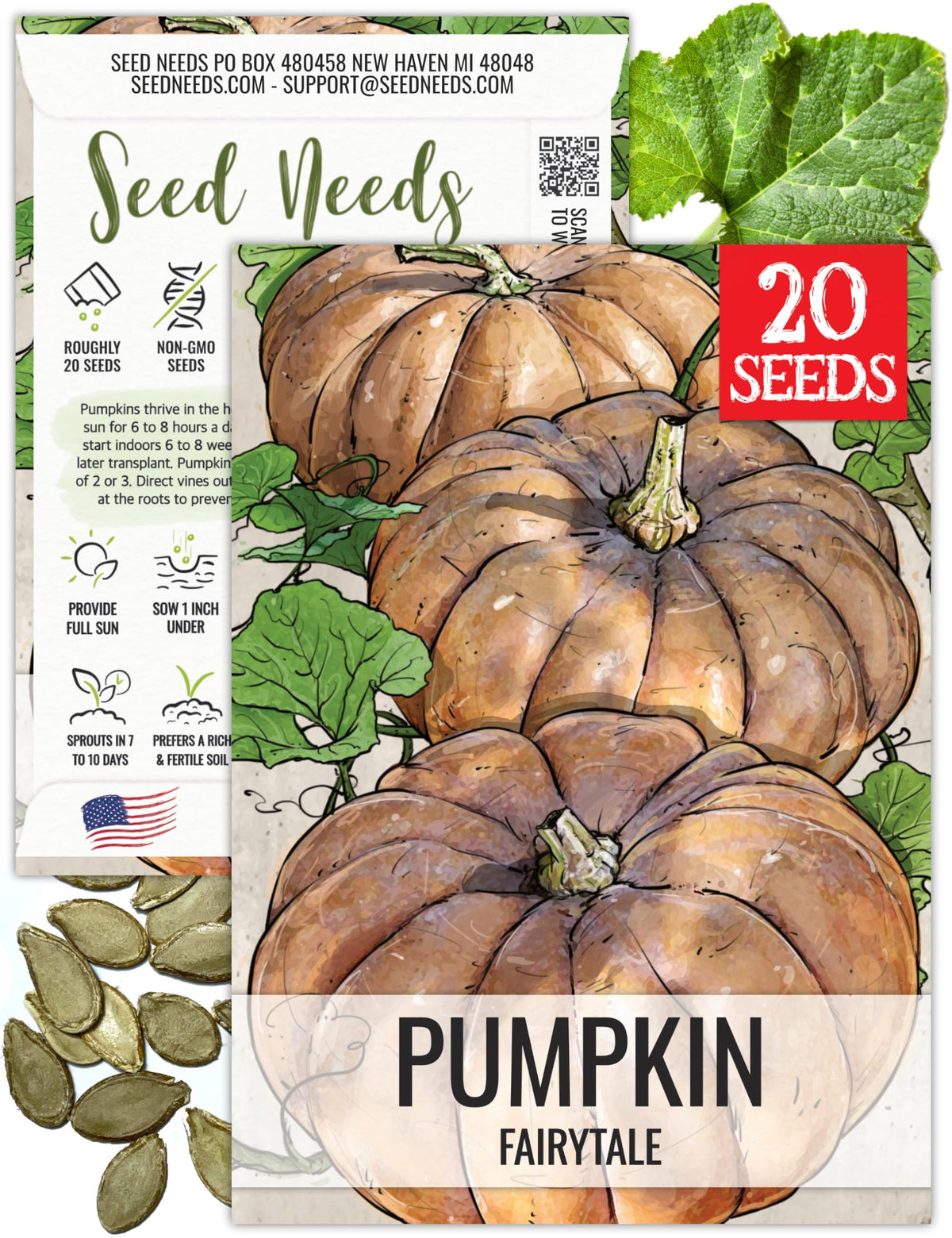 Seed Needs Fairytale pumpkin seeds packaging art highlighting value and gift potential