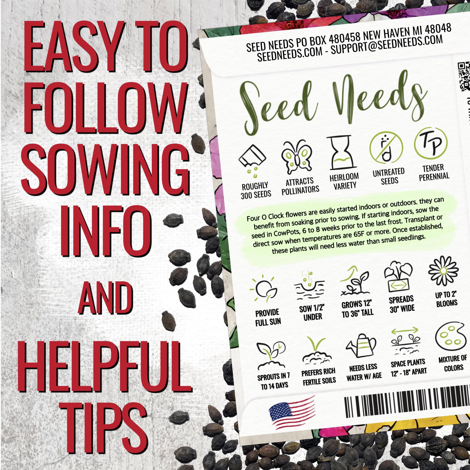 Seed Needs Four O' Clock trumpet flowers add color and fragrance