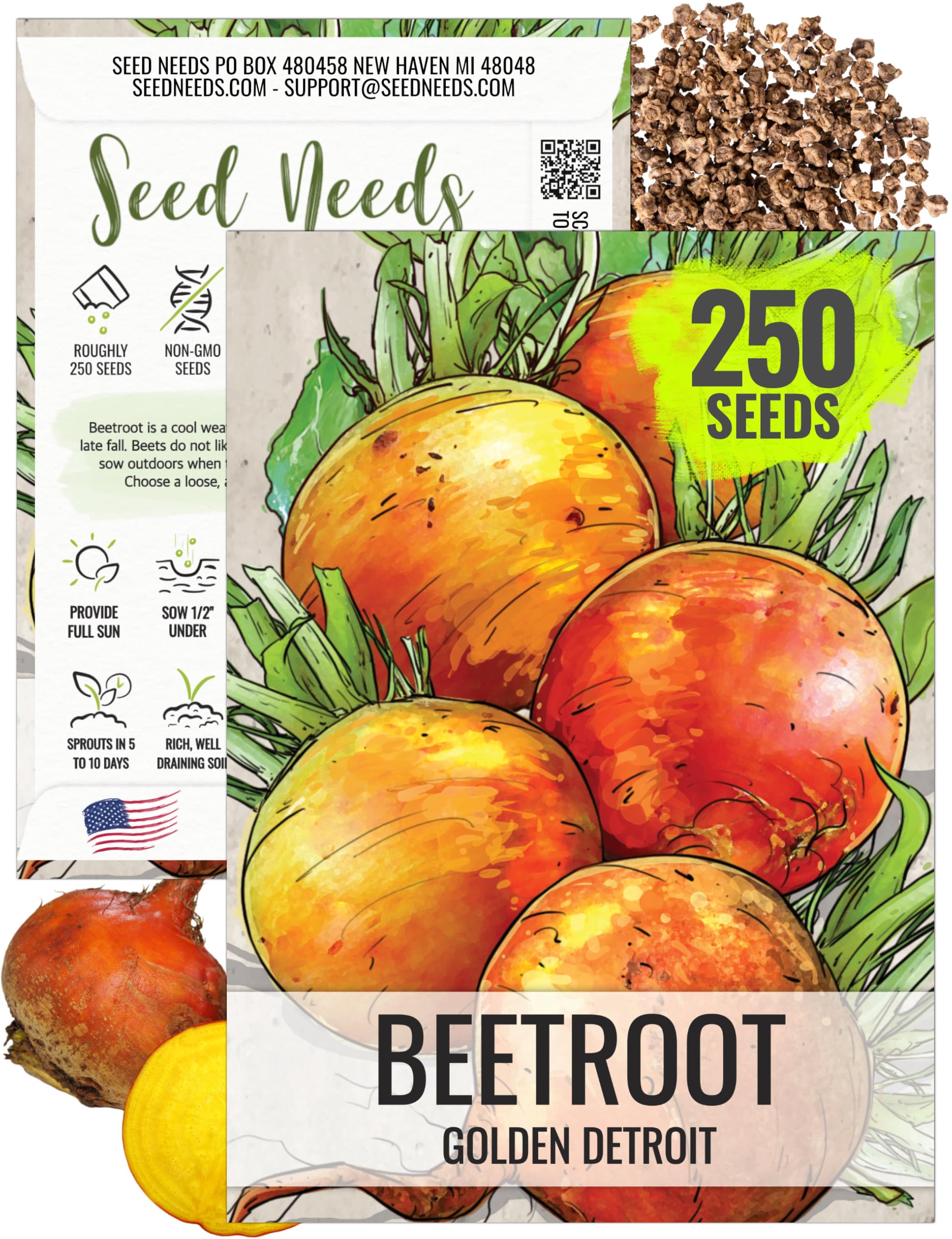 Seed Needs Golden Detroit beet seed pack for planting and harvest