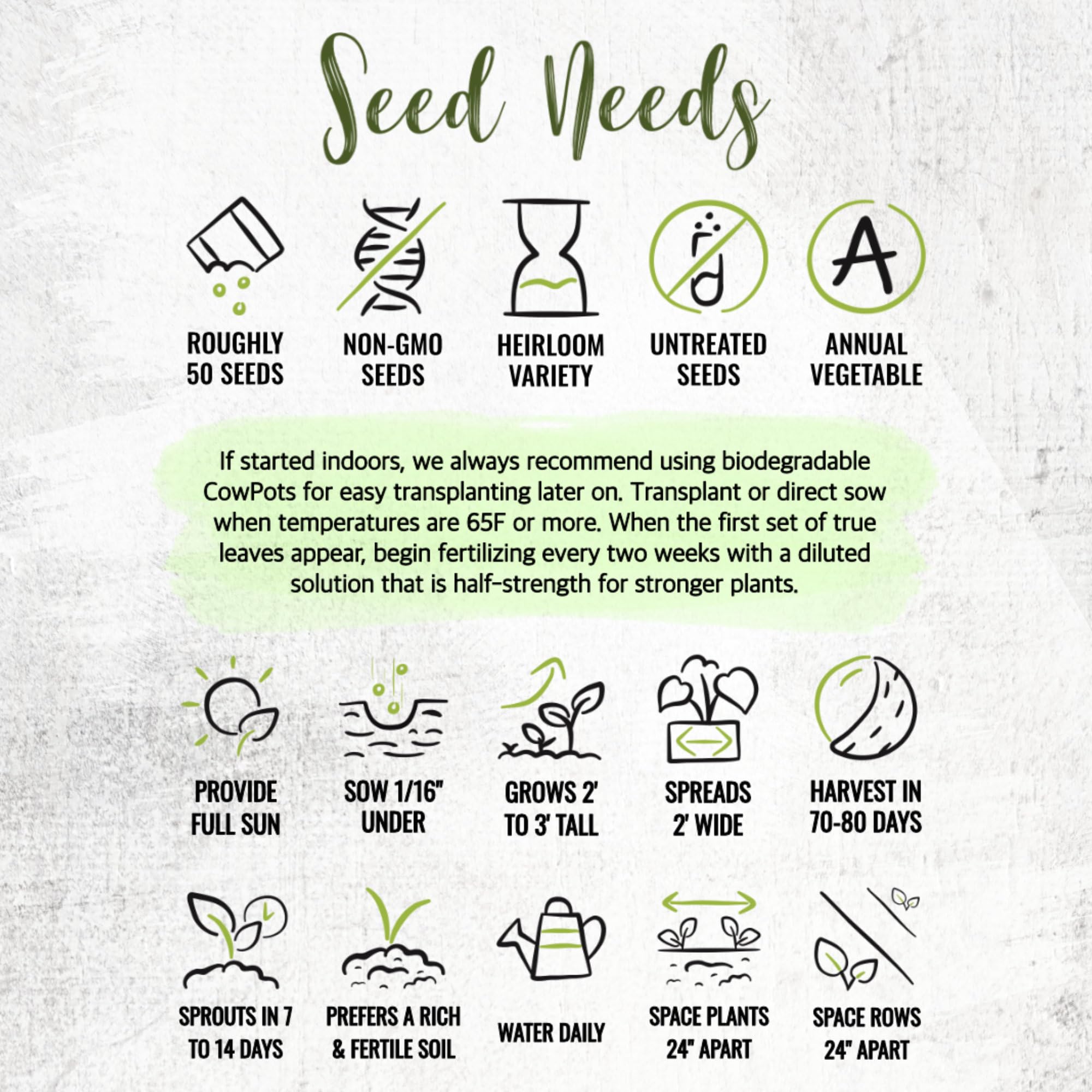 Seed Needs freshness-packaging ensures seeds stay viable and dry for sowing.