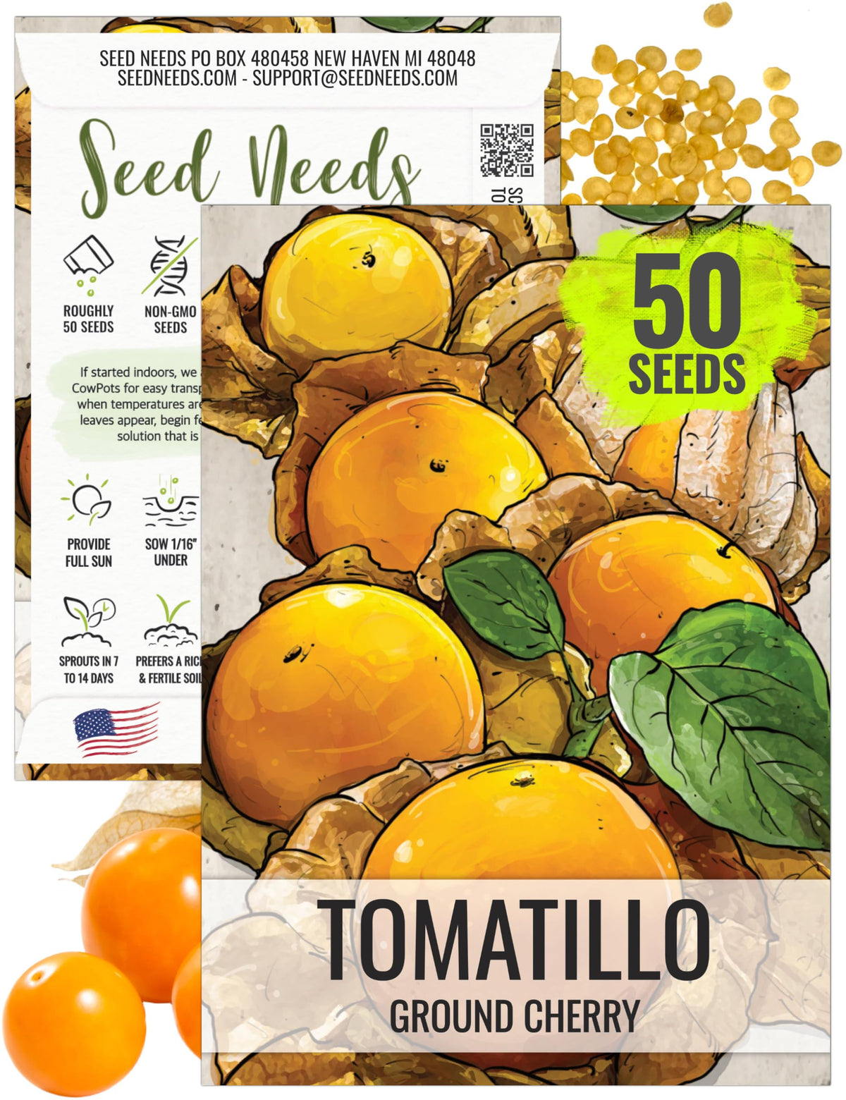 Seed Needs Ground Cherry Tomatillo seeds in a compact pack for easy planting.