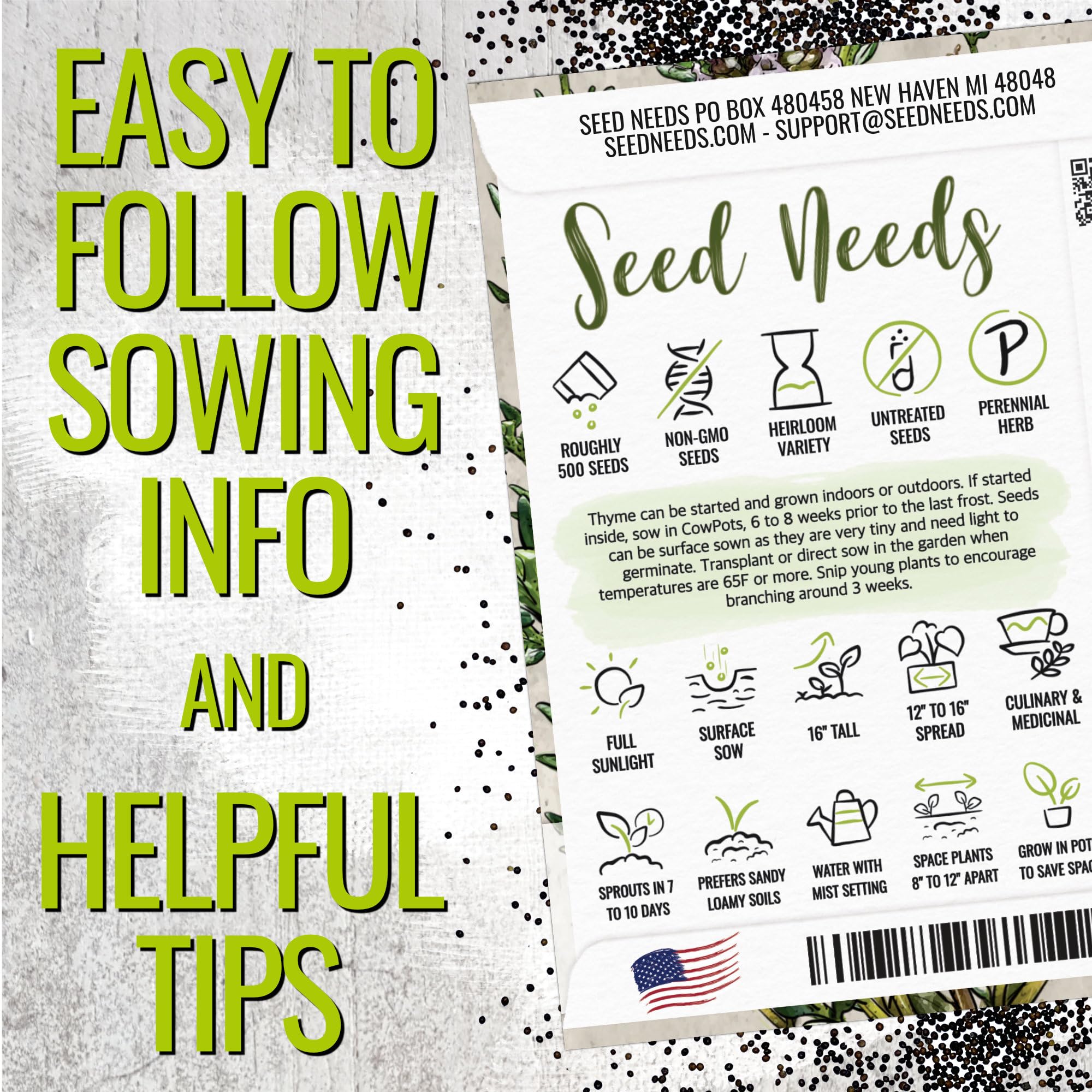 Seed Needs planting instructions card included with seeds for better germination.