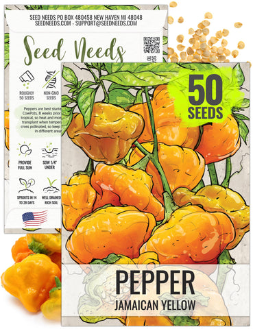 Seed Needs Jamaican Yellow Chile seed pack front for planning a warm-season garden.