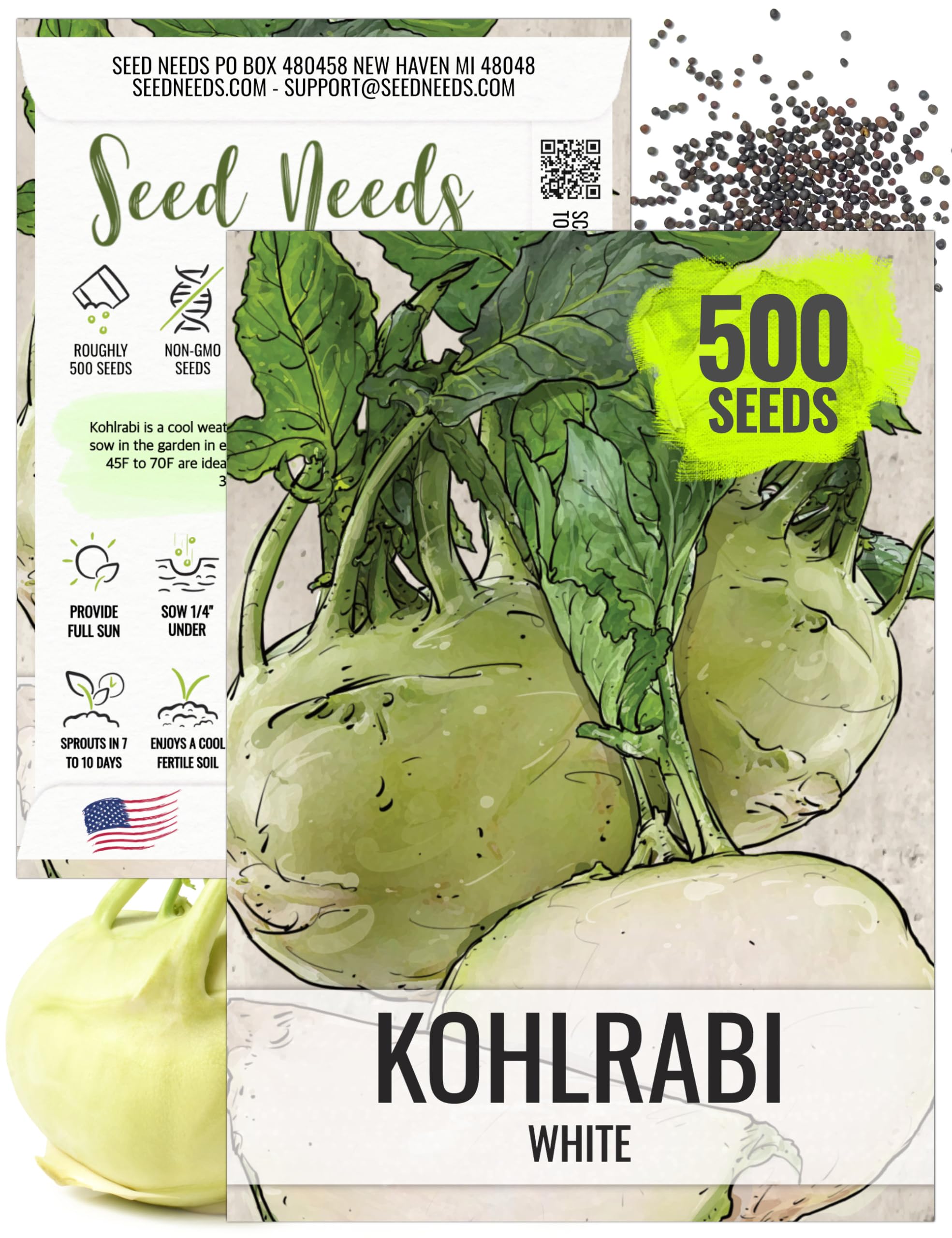 Seed Needs Kohlrabi bulb closeup showing crisp white flesh for fresh salads