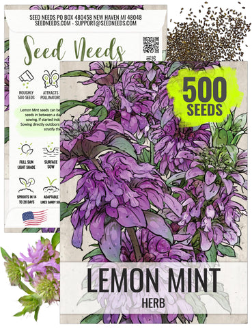 Seed Needs Lemon Mint seeds pack front for easy garden start