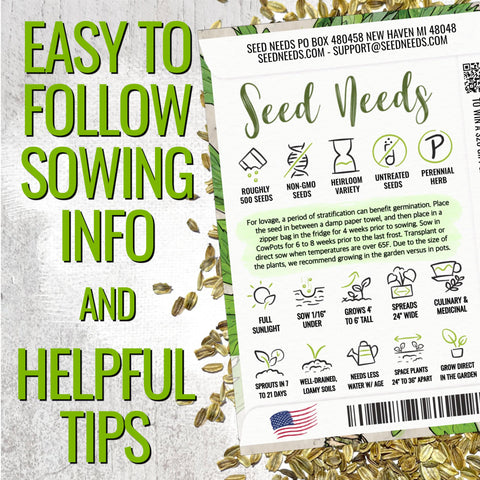 Seed Needs Lovage stems and seeds close-up for spice and cooking.