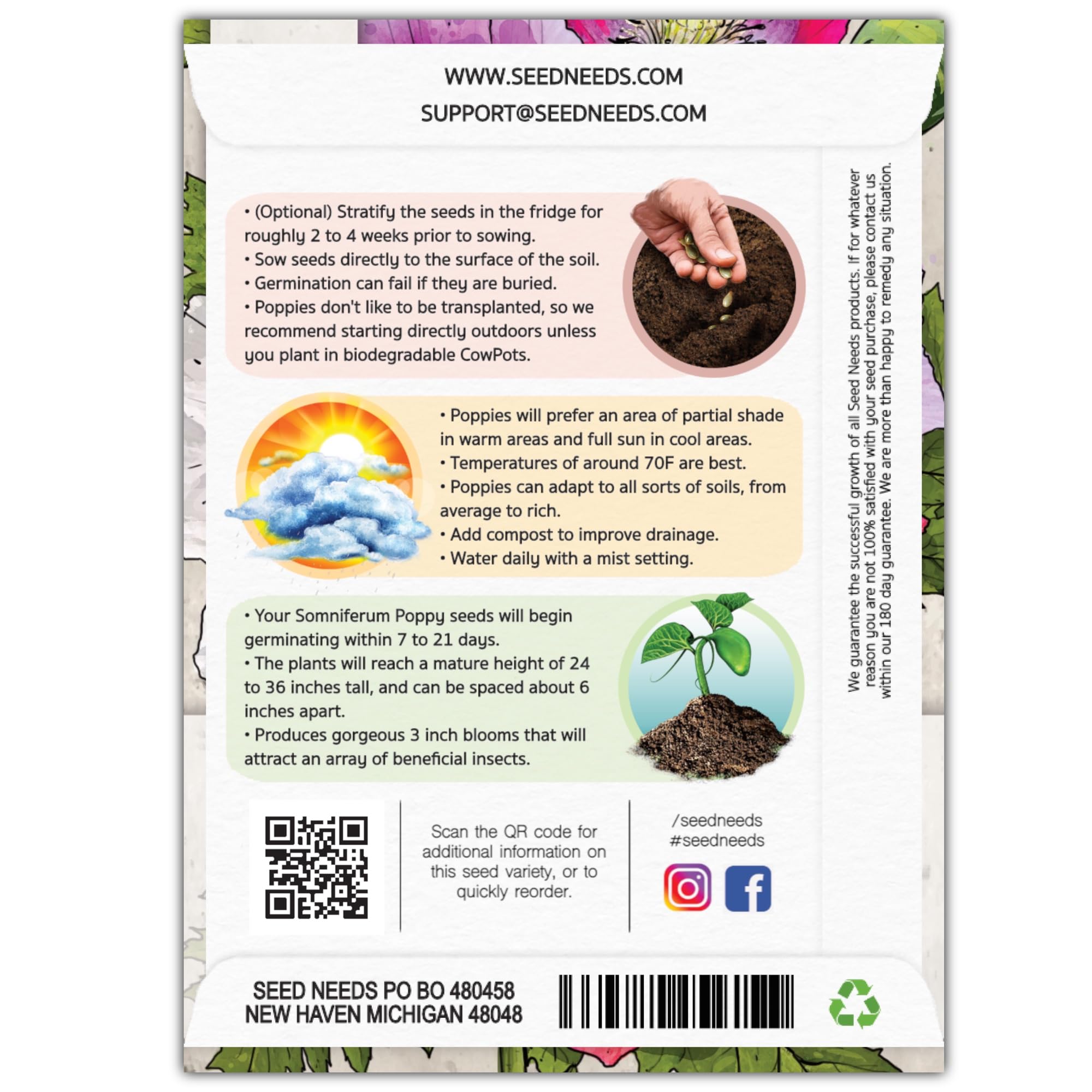 Seed Needs heirloom poppy mix offers classic garden appeal and dependable blooms.