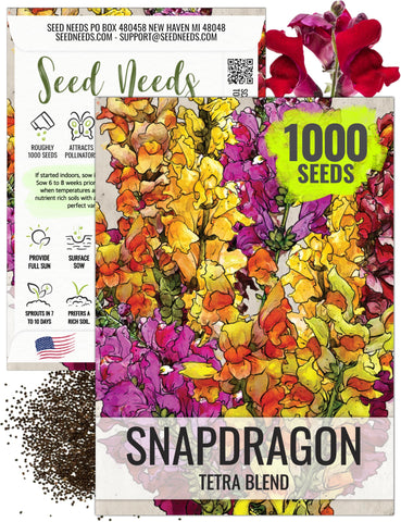 Seed Needs Mixed Tetra Snapdragon seeds pack for vibrant garden beds.